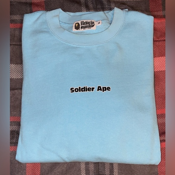 BAPE WGM “World Gone Mad” Soldier Ape Crewneck Sweater - Picture 3 of 7